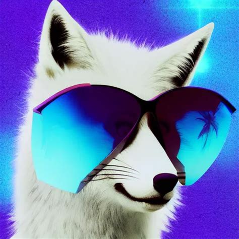 Krea Vaporwave Fox Wearing Sunglasses