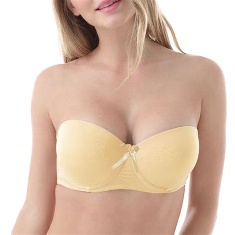 Womens Lingerie Multiway Strapless Bras Padded Push Up Bra Invisible Clear Back Straps Gather