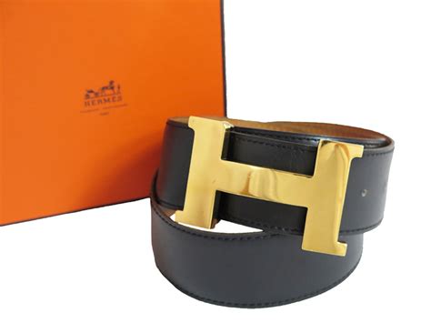 Brandvalue Hermes Hermes Belt H Logo Black X Gold Metal Fittings