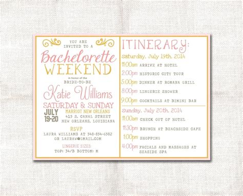 The Bachelorette Party Itinerary Template Samples Candacefaber
