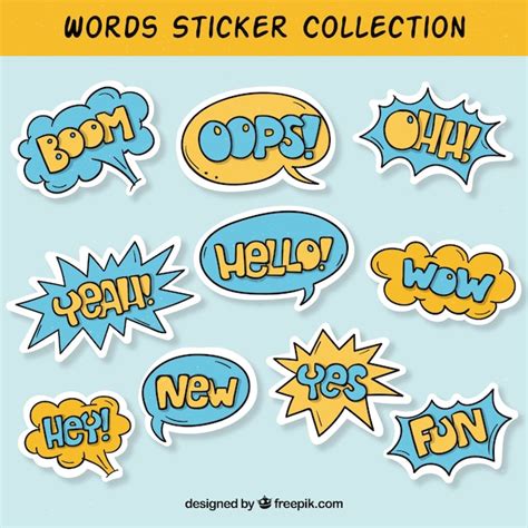 Word Sticker Collection Vector Free Download