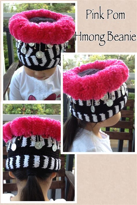 pink-pom-hmong-beanie-hmong-embroidery,-diy-crochet,-crochet