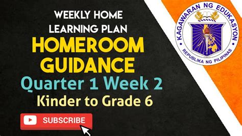 Homeroom Guidance For Whlp Quarter 1 Week 2 Kinder To Grade 6 Youtube