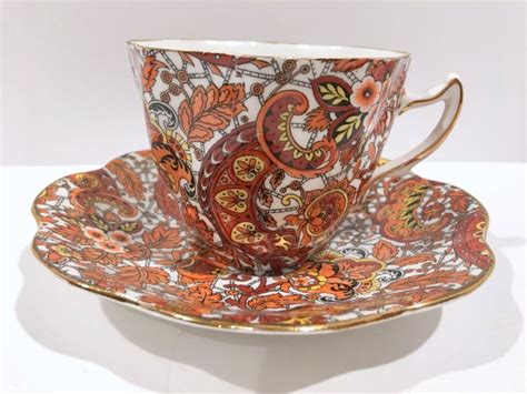 Pretty Paisley Rosina Tea Cup And Saucer Bone China Teacup Etsy