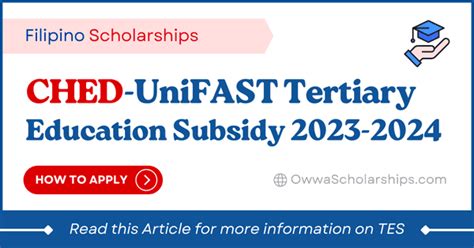 Ched Unifast Tertiary Education Subsidy Tes 2023 2024