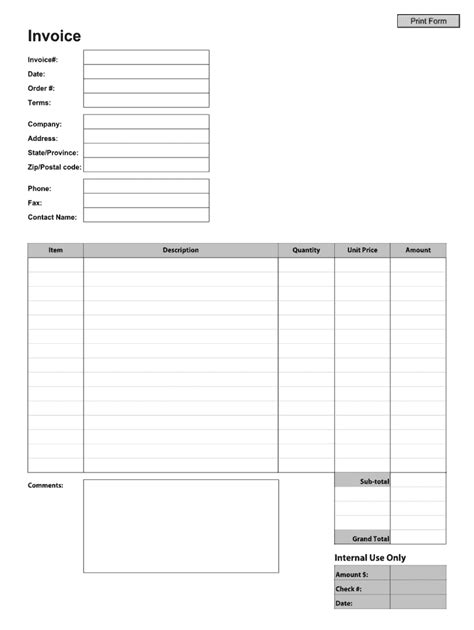 Sample Invoice Template Fill Online Printable Fillable Blank