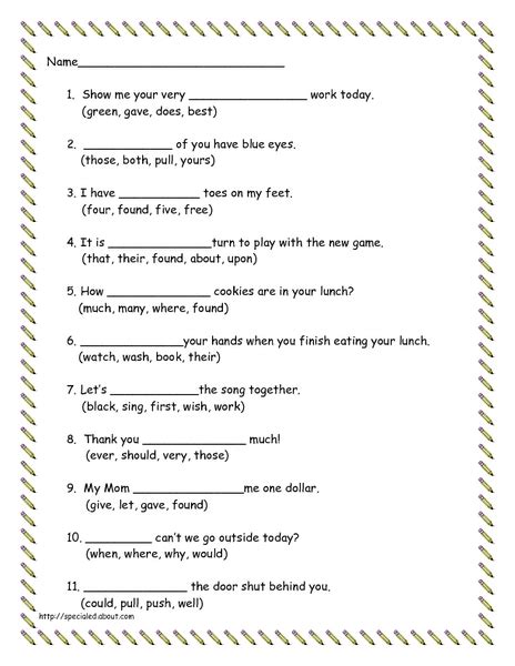 Fill In The Blanks To Short Sentences Lesson Plan For 1st 3rd Grade
