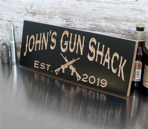 Gunsmith Room Sign Carved Wooden Sign Ts For Hunters Man Cave Sign
