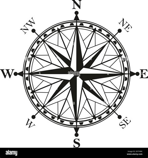 Compass Isolated Icon Vector Rose Of Wind Symbol With North South