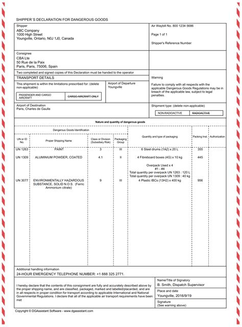 Imo Dangerous Goods Declaration Form Fillable Pdf Printable Forms