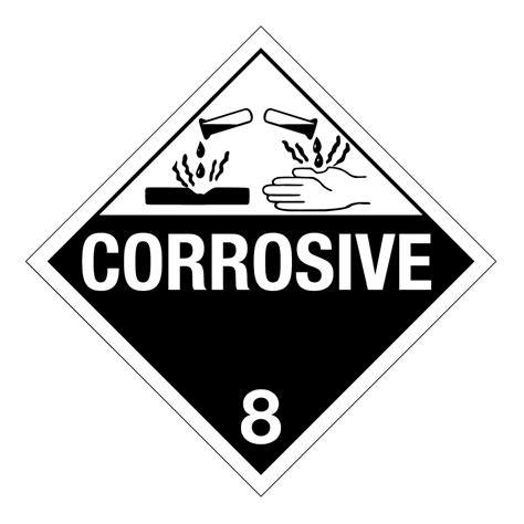 Hazard Class Corrosive Material Removable Self Stick Vinyl Worded