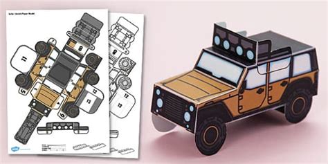 3d Safari Vehicle Paper Model Activity Twinkl