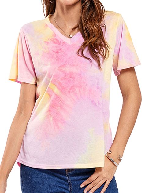Women Tie Dye Crew Neck Short Sleeve T Shirt Walmart Canada