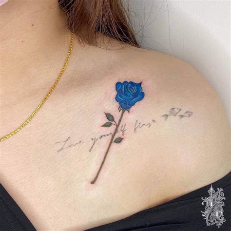 Top 81 Best Blue Rose Tattoo Ideas 2021 Inspiration Guide Rose Neck