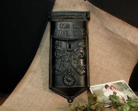 vintage cast iron mailbox standard no 2 ornate design etsy
