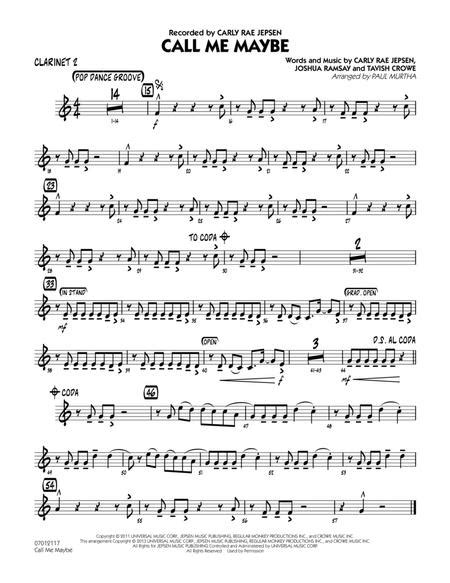 Download Call Me Maybe Bb Clarinet 2 Sheet Music By Carly Rae Jepsen Sheet Music Plus