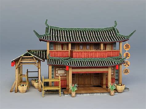 Ancient Chinese Herbal Medicine Shop 3d Model 3ds Max Files Free