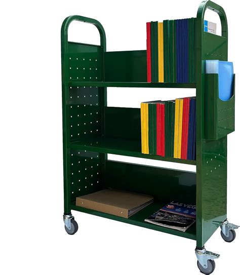 Workington Rolling Book Truck Book Cart With 3 Flat Shelves