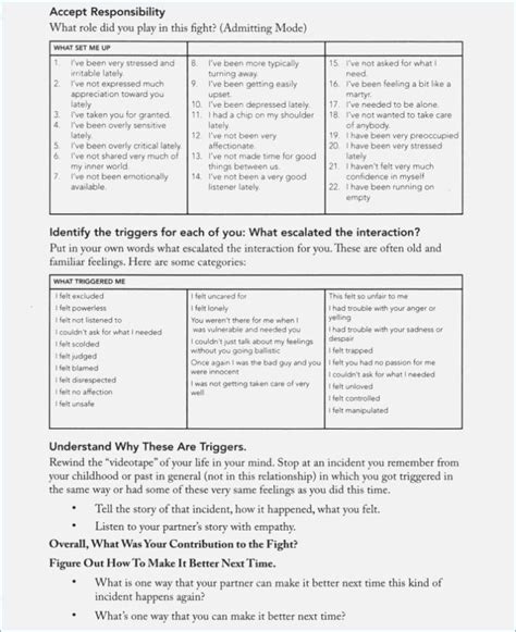 Printable Gottman Method Worksheets