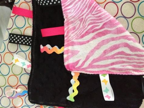 Sassy Black Minky And Pink Zebra Taggie Personalised Blankets Pink Zebra Pink