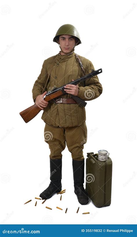 Young Soviet Soldier With His Ppsh 41 Stock Photo Image Of Soldier
