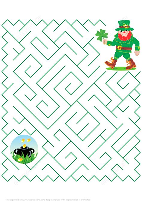 St Patricks Day Maze Puzzle Free Printable Puzzle Games
