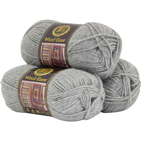 Lion Brand Yarn Wool Ease Grey Heather Wool Blend Medium Acrylic Wool