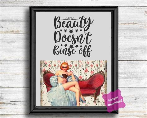Set Of 5 Sassy Sexy Vintage Pin Up Girl Bathroom Quotes Etsy