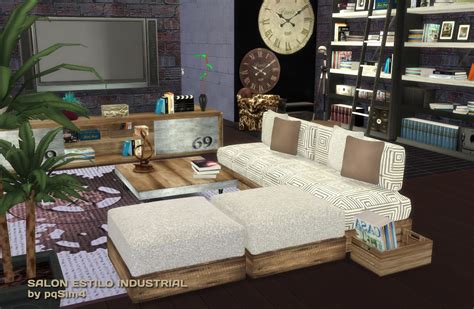 Sims 4 Ccs The Best Industrial Living Set By Pqsim4