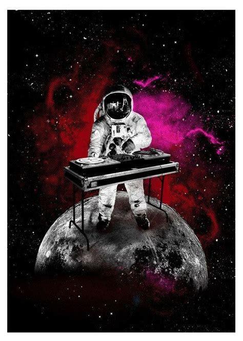Dj Astronaut On The Planet Playing Records Astronaut Art Square Art