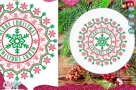 Merry Christmas Mandala SVG cut file for crafters (719427) | Cut Files