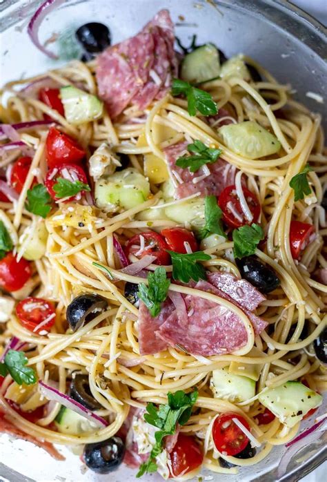 Drain and add pasta to a large bowl. This Cold Spaghetti Salad Recipe is a fun pasta salad side ...