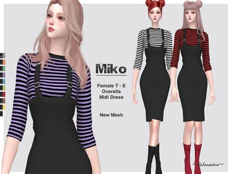 The Sims Resource Miko Overalls Midi Dress