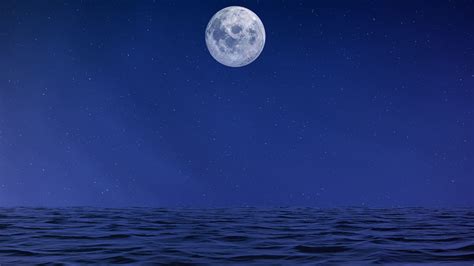 Download Wallpaper 2048x1152 Moon Body Of Water Sea Night Artwork