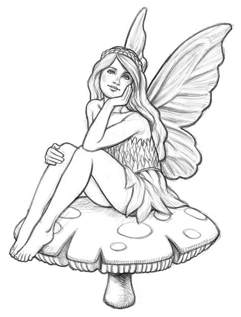 Fairy In Her Dreamsfrom The Gallery Myths Fairy Drawings Drawings Fairy Coloring Pages
