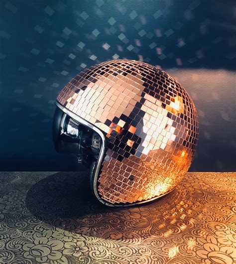 Disco Ball Helmet Retractable Visor Full Rose Gold Etsy