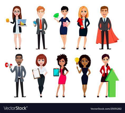 Business People Set Ten Cartoon Characters Vector Image