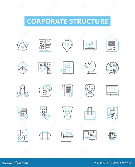 Corporate Structure Vector Line Icons Set Organisation Hierarchy