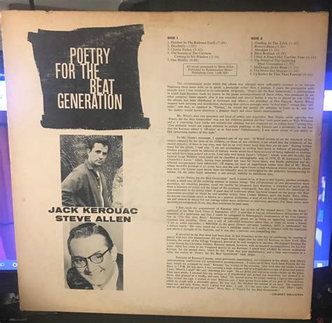 Jack Kerouac And Steve Allen Poetry For The Beat Generation Lp By