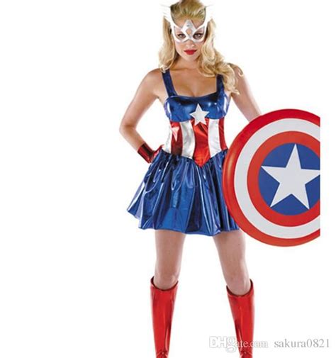 Womens American Captain America Avengers Costume Lady Us Glue Captain