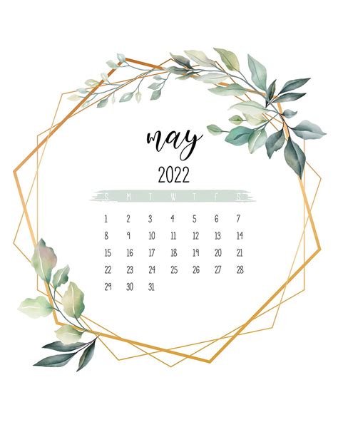 2022 Calendar Printable Botanical Style Templates Hd Phone Wallpaper