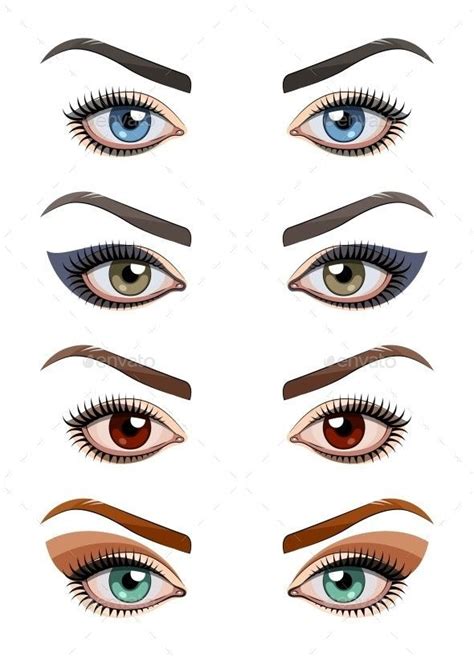 Womans Eyes With Make Up By Aleksangel Graphicriver Conjunto De