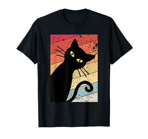 Black Cat Vintage Retro T Shirt Cat Lovers Jznovelty