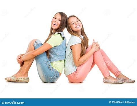 Two Smiling Teenage Girls Stock Photo Image Of Person 33041386