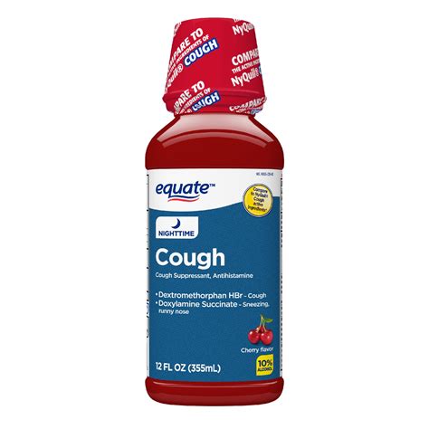 Equate Nighttime Cough Relief Cherry Flavor Temporarily Relieves Cough Runny Nose And