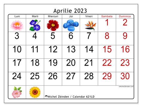 Calendar Aprilie 2023 Pentru Imprimare “621ld” Michel Zbinden Ro