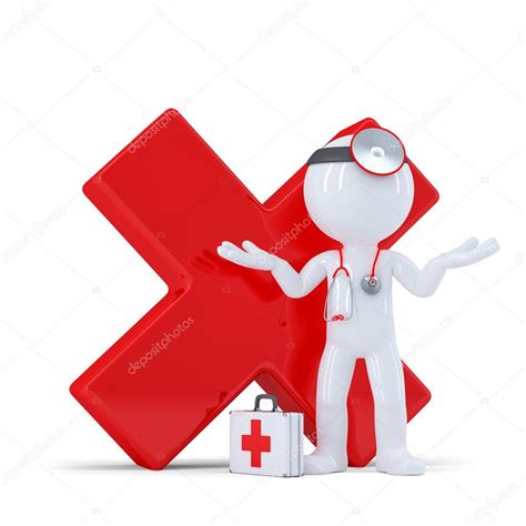 Doctor With Red Glossy Cross Mark — Stock Photo © Kirillm 32800619