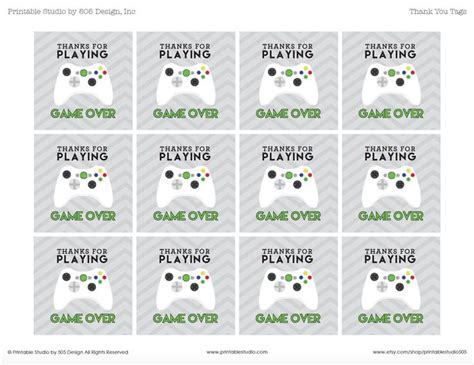 Game Over Thank You Tags With White Controller Printable Etsy Thank