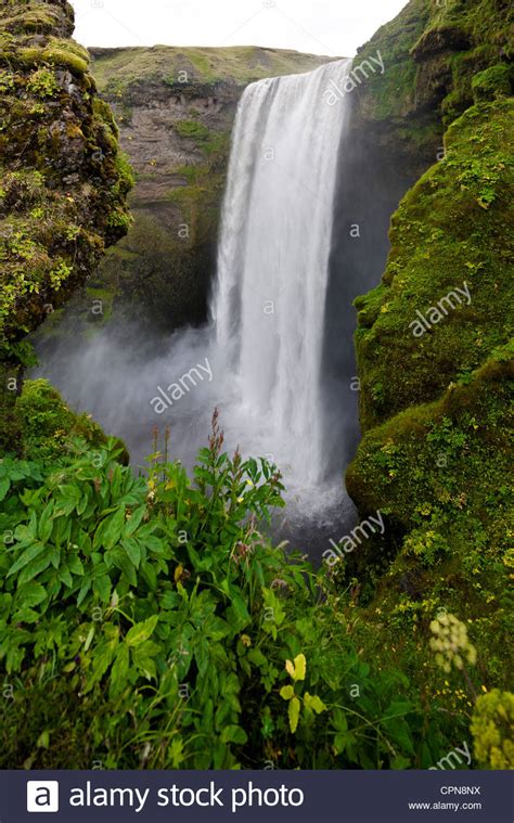 Skogafoss Waterfall Iceland Stock Photo Alamy