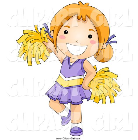 Clip Art Of A Happy Red Haired White Cheerleader Girl In Purple By Bnp